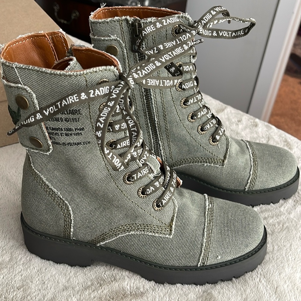 NWB Zadig Voltaire Joe Canvas combat boots 36